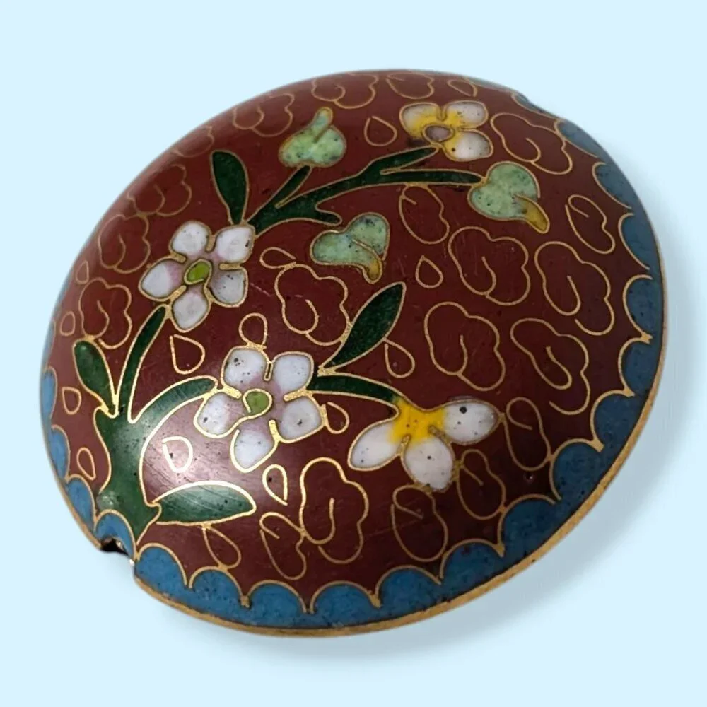Vintage Cloisonné Colourful Floral Bead - Picture 5 of 7